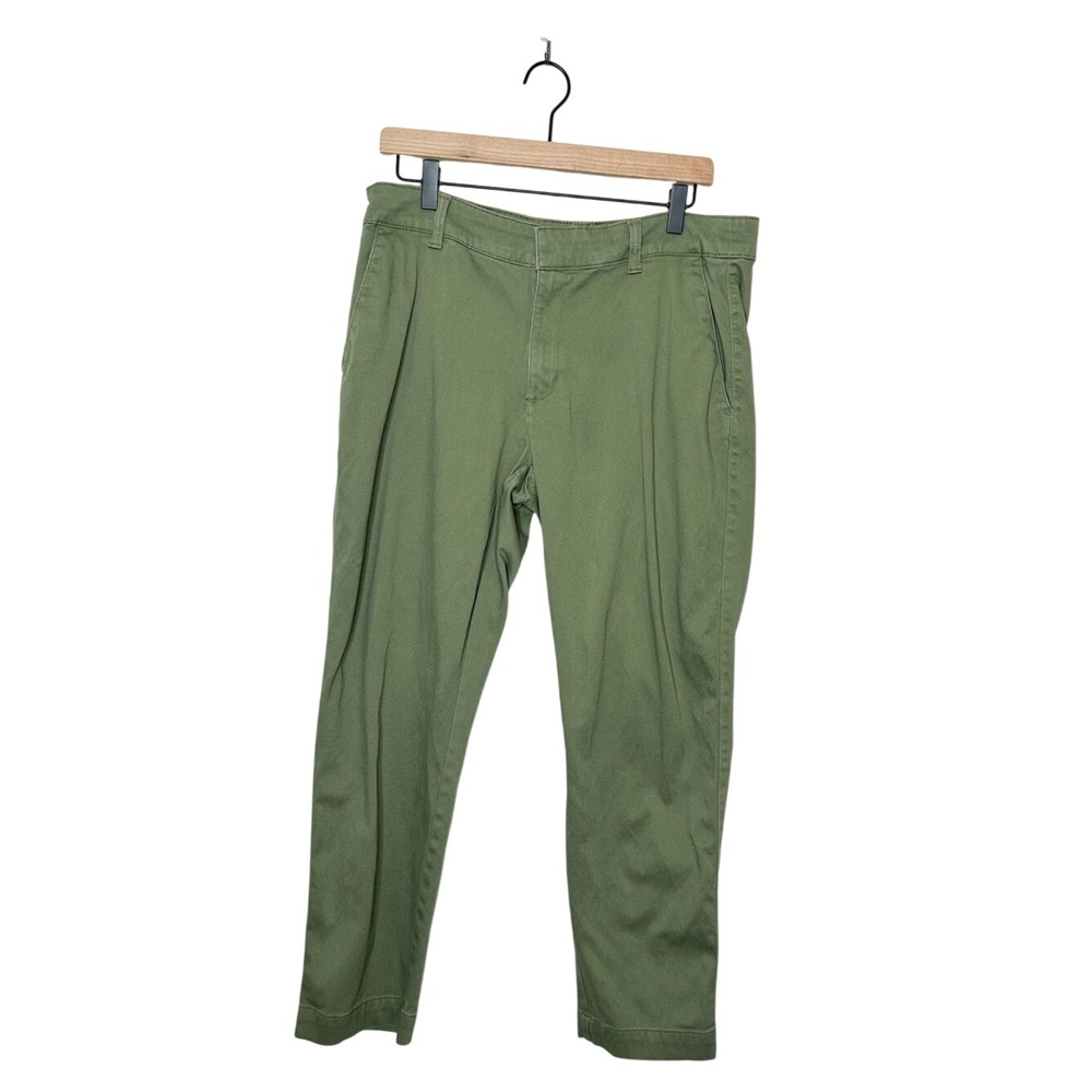 Banana Republic Womens Neutral Olive Green Straight Leg Trouser Pants 12